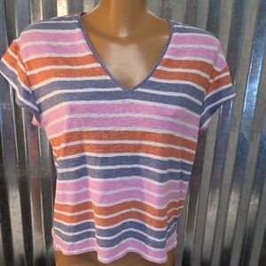 Madewell Multicolor Striped V-Neck Tee